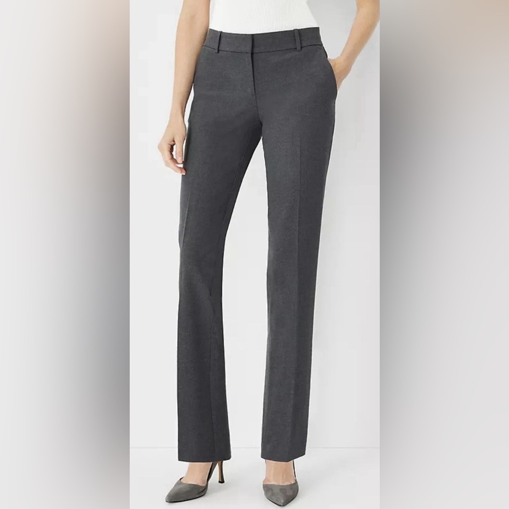 Ann Taylor The Straight Mid Rise Full Length Pant In  Gray Color Size 8